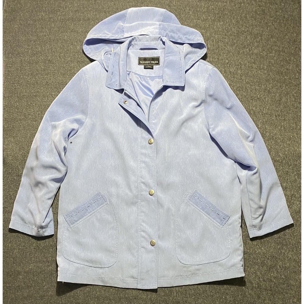 Regent Park Womens Blue Hooded Mid-Length Coat Jacket Size L